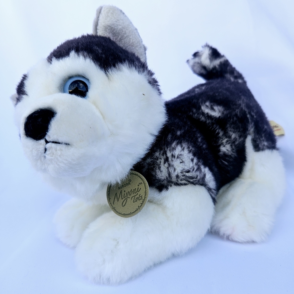 Plush Husky Dog Toy - Black and White